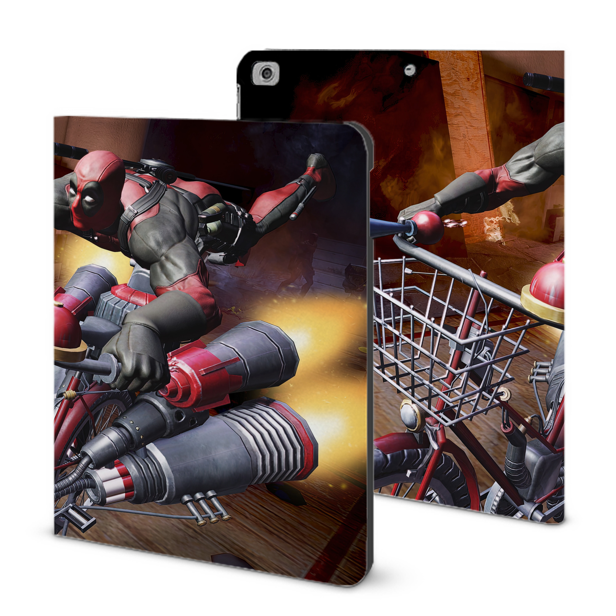 （画像用） Deadpool デッドプール IPad ケース ブック型 PUレザー TPU 耐衝撃 軽量 薄型 ペン収納なし 全面保護 IPad 各モデル対応